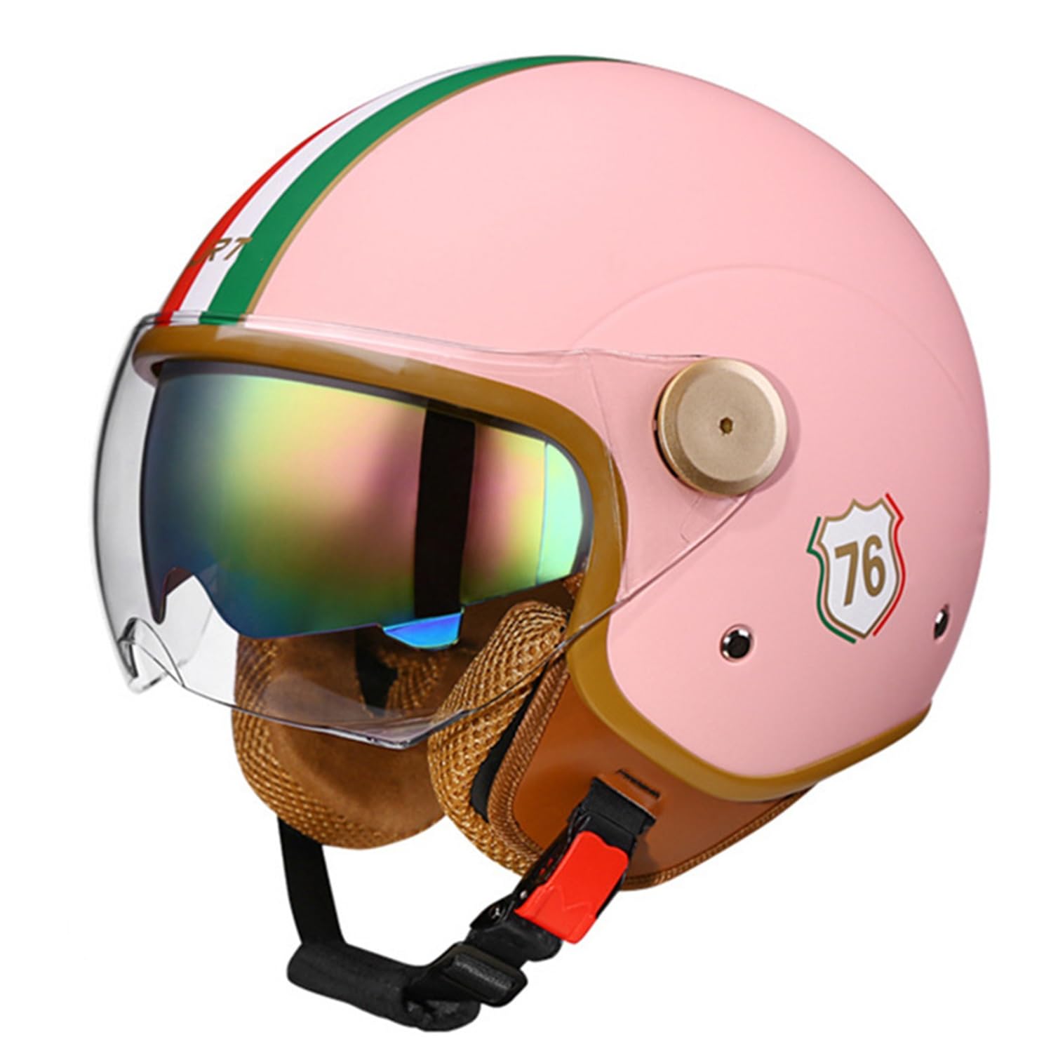 Casque jet moto vintage ouvert double visière hommes femmes M