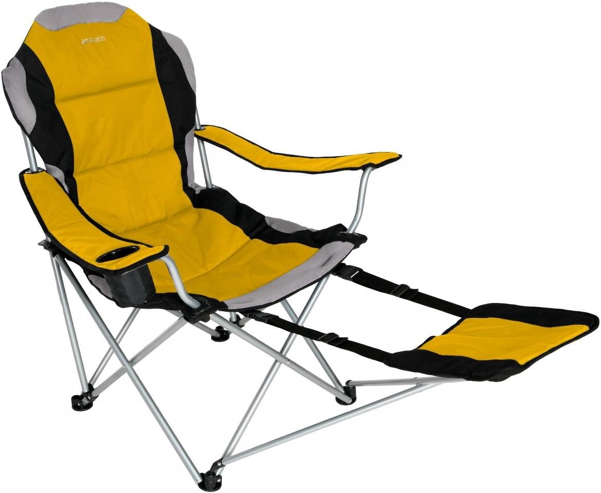 Sportline XL Quad-Fold Chair with Footrest Color: Blue