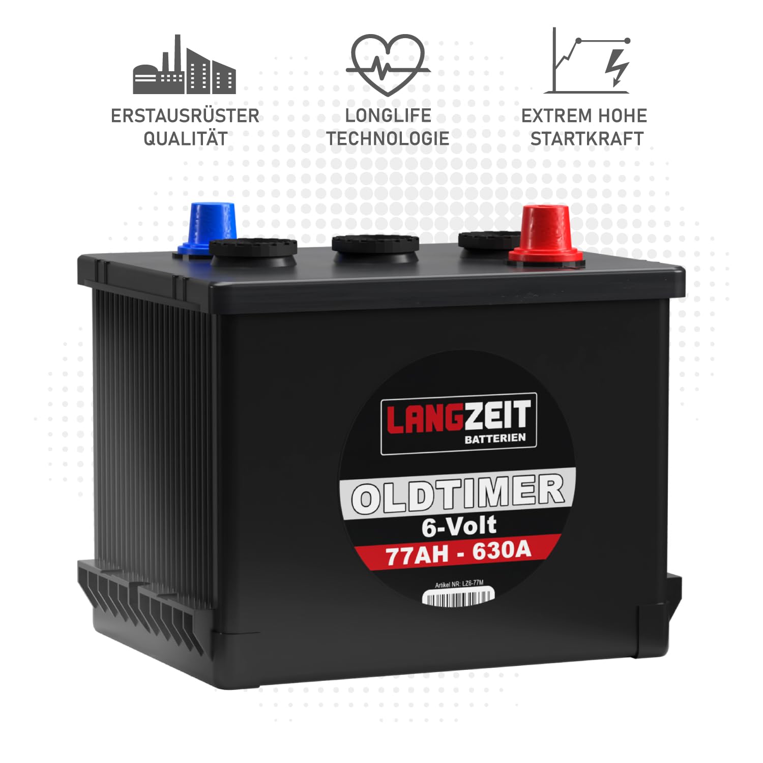 Panther Oldtimer-Batterie 6V 66Ah - Autobatterie Für Oldtimer | Modell 06617 Aus Hartgummi