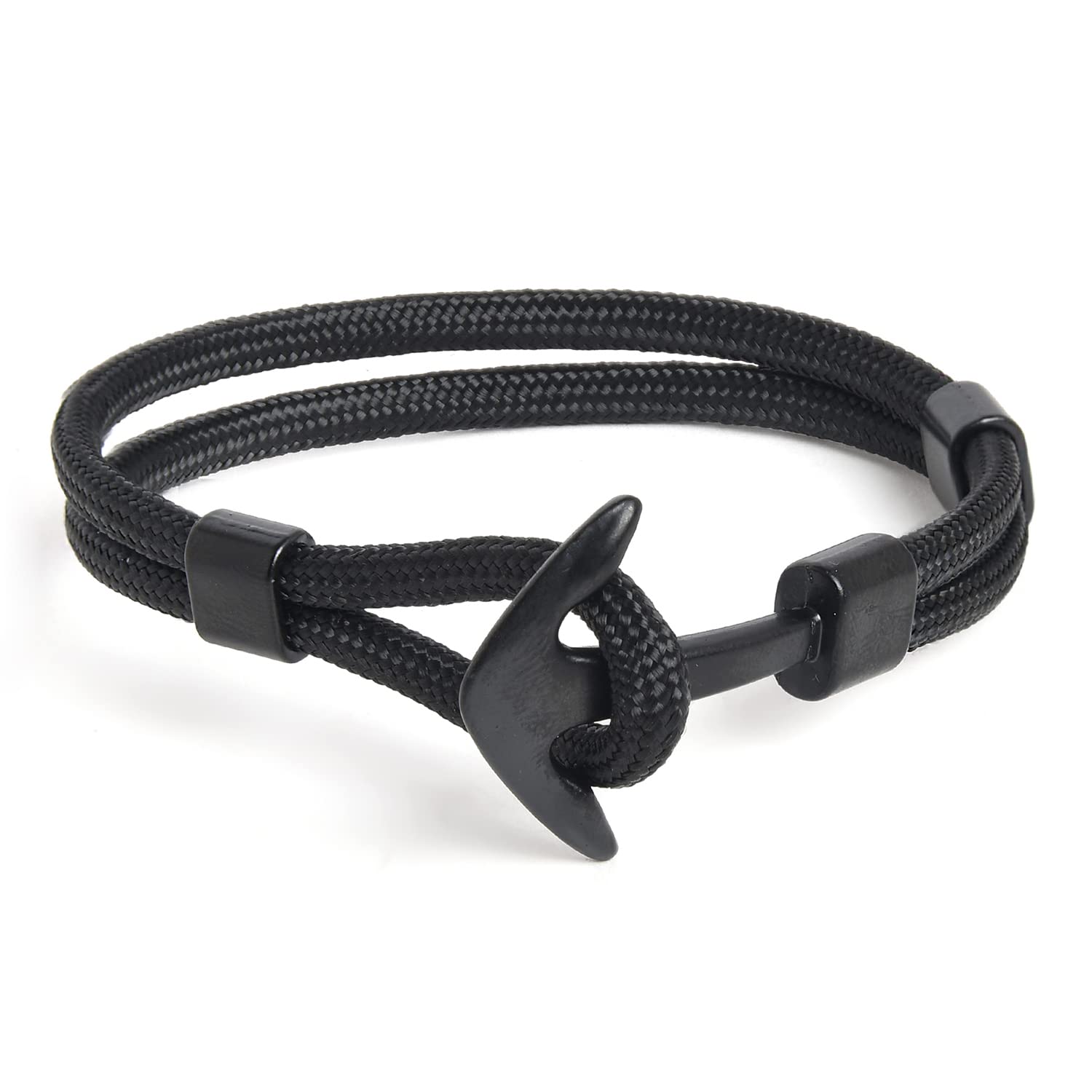 SOHI Mens Anchor Black Metal Bracelet with nylon rope for wrist, hand band for mens and boys, PU Leather, Mens bracelets for hands, Stylish Bracelet for Boys and men Handbands, Wristband for Man (B09P57ZF9D) Amazon Price History, Amazon Price Tracker