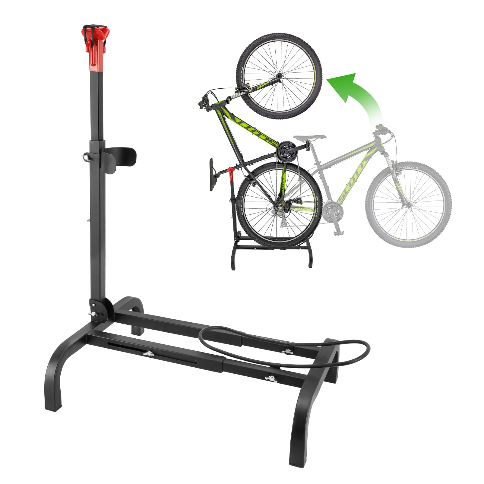 SANLIKE Vertikaler Fahrradständer verstellbare Höhe Garage Innen Außen | Freistehende Konstruktion, platzsparende Lagerung, stabiler Stand, nicht für Räder mit Korb und Schutzblech