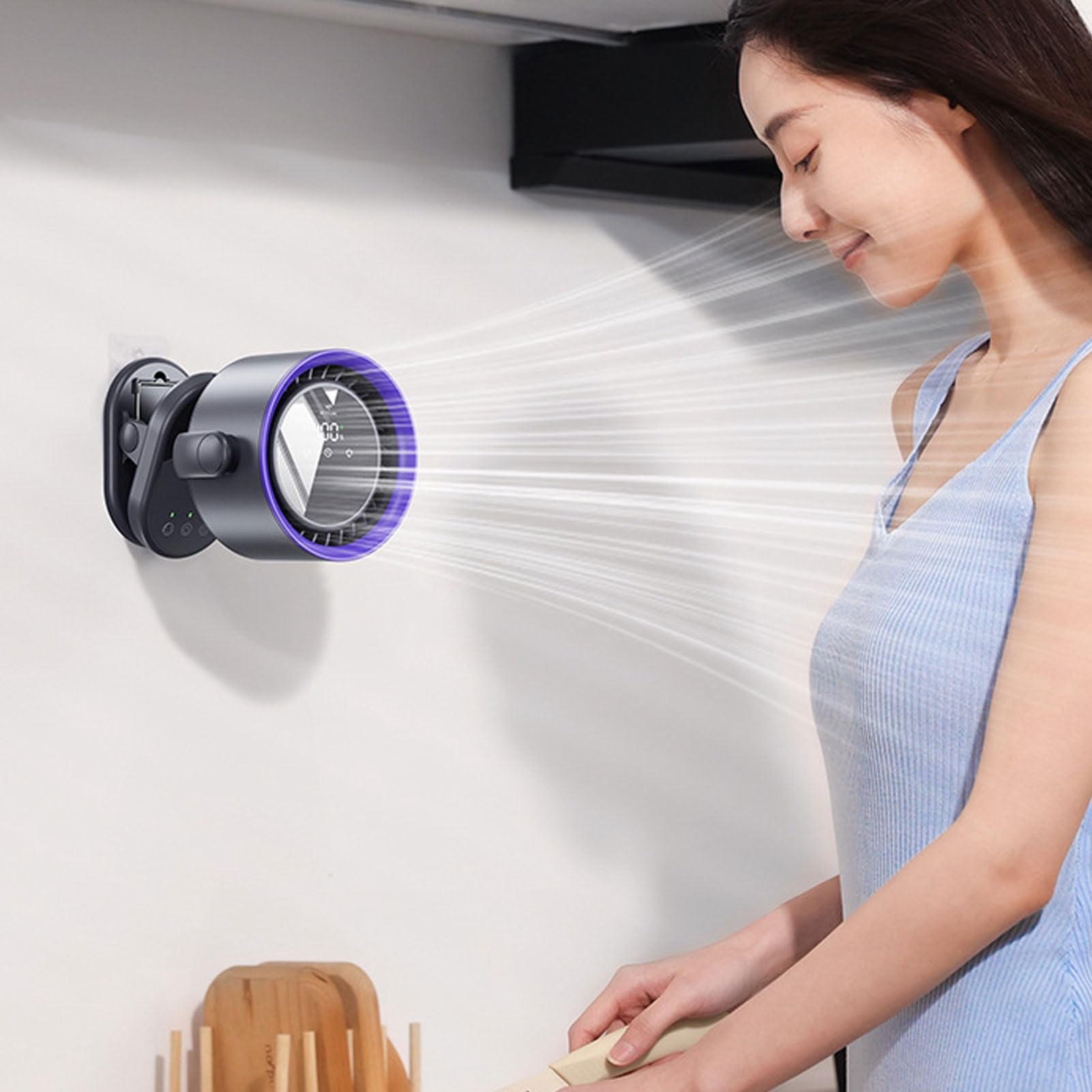 Efficiente Ventilatore da Tavolo Inclinabile 100 velocità Mini USB da Tavolo Montato a Parete Clip su Batteria da 4000 MAh Ventola di Raffreddamento Silenziosa Senza Lama per Sala Studio