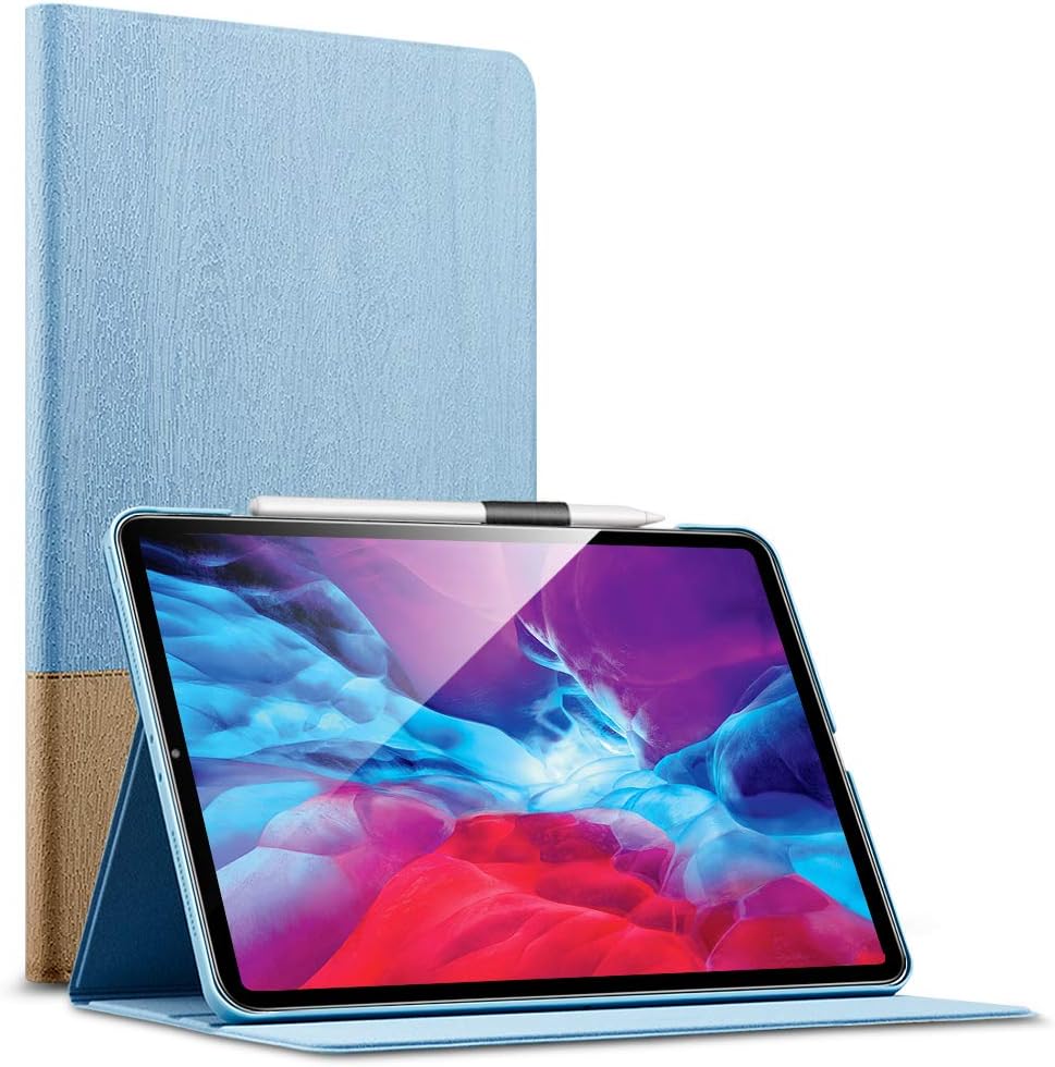 ESR Urban Premium Folio Case for iPad Pro 12.9" 2020 & 2018 [Supports Pencil 2 Wireless Charging] Book Cover Design, Multi-Angle Viewing Stand, Auto Sleep/Wake for iPad 12.9", Sky