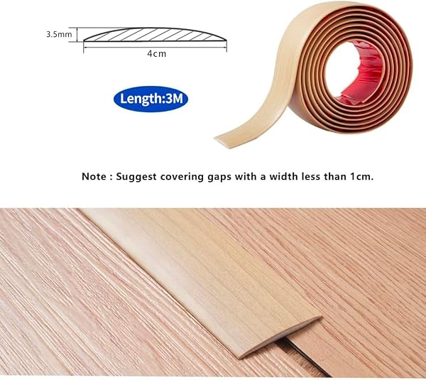 3 Metres Self-Adhesive PVC Threshold Strip Transition Threshold Strip Transition Floor for Spaces Between Tiles, Wooden Floors, 4 cm Oak Grain Beige - 2
