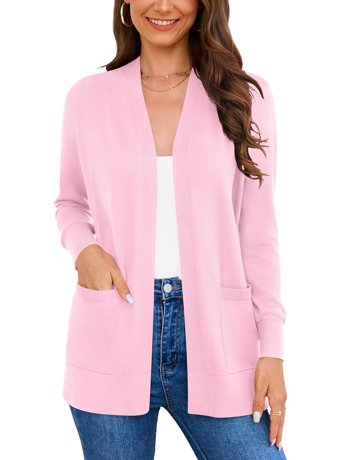 Wiwclo Veryoung Women Vests Fashion Casual Sleeveless Cardigan Sweaters Soft Knit Dressy Ladies Sweater Vest with Pockets