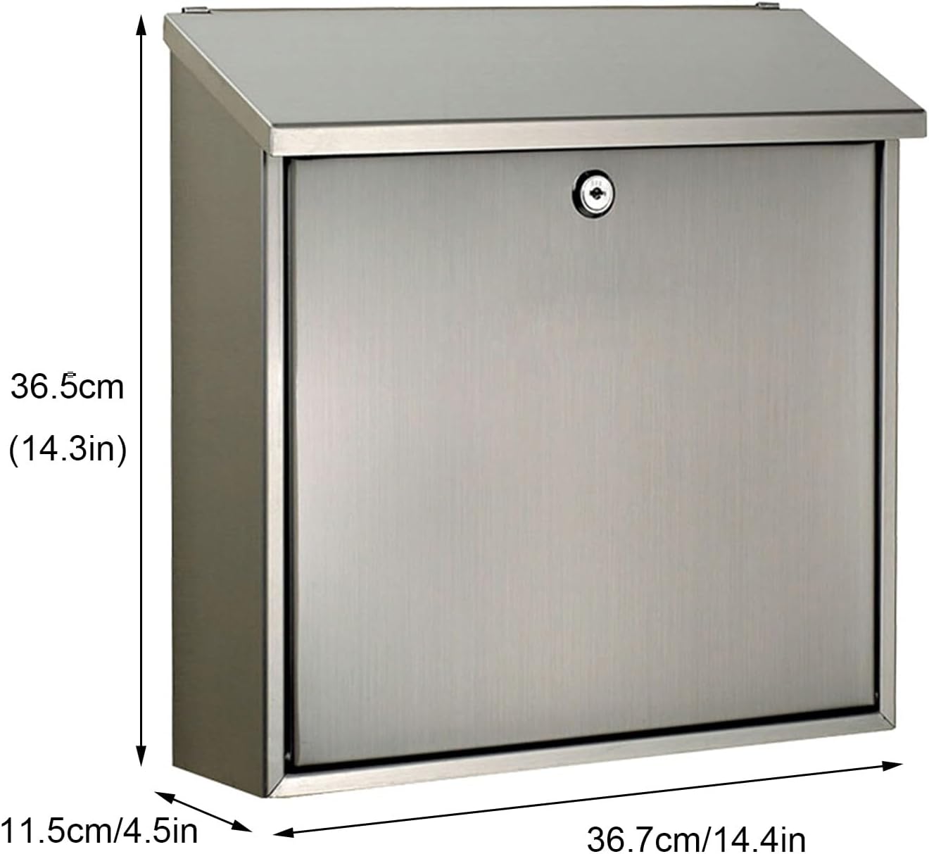 Locking Wall Mount Mailbox, Modern Wall Mounted Locking Mailbox, Security Key Drop Box, Locking Mailbox Wall Mounted Vertical, Metal Mailbox(Silver)