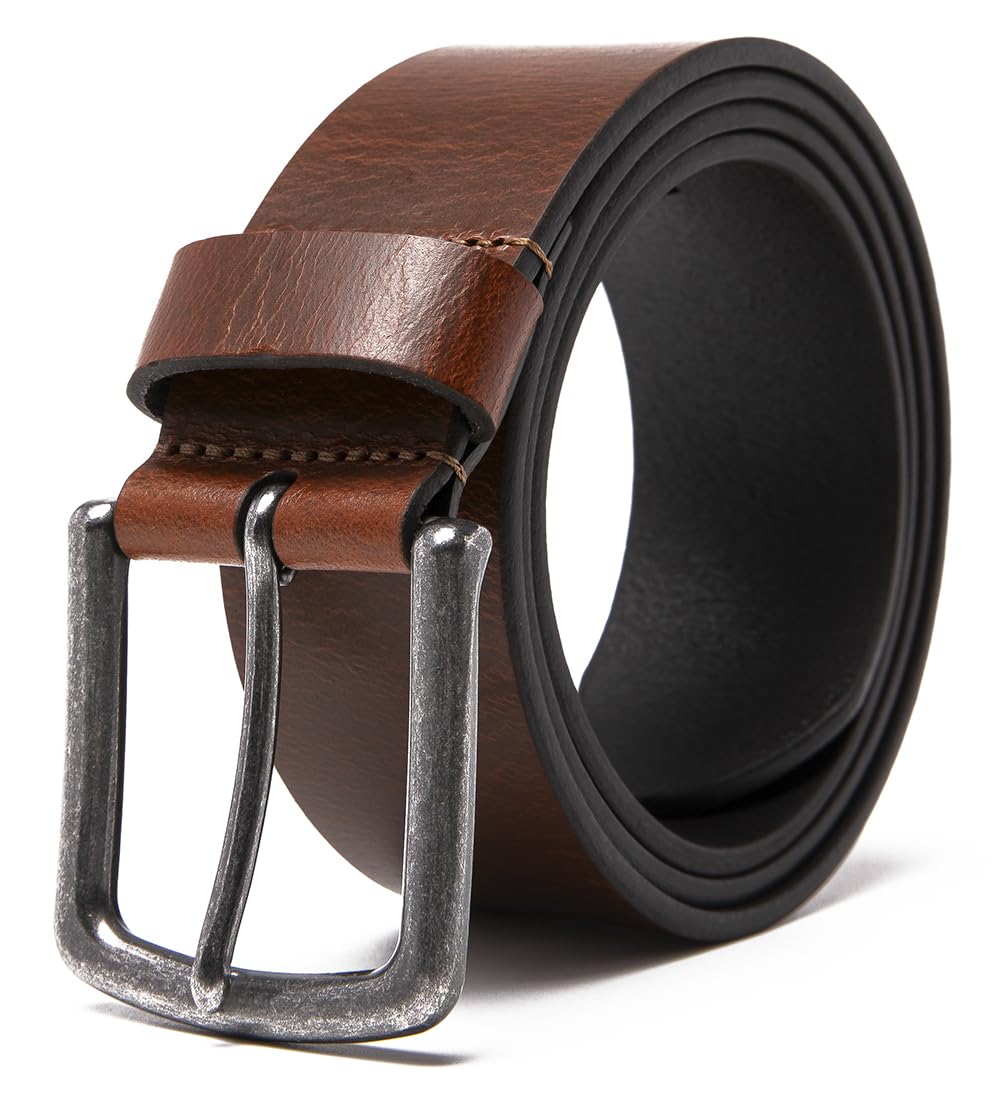 Fabio Valenti Men’s Casual Genuine Leather Jeans Belts 1 1/2" Wide Work Belt for Men (2098 Tan, 44/46)