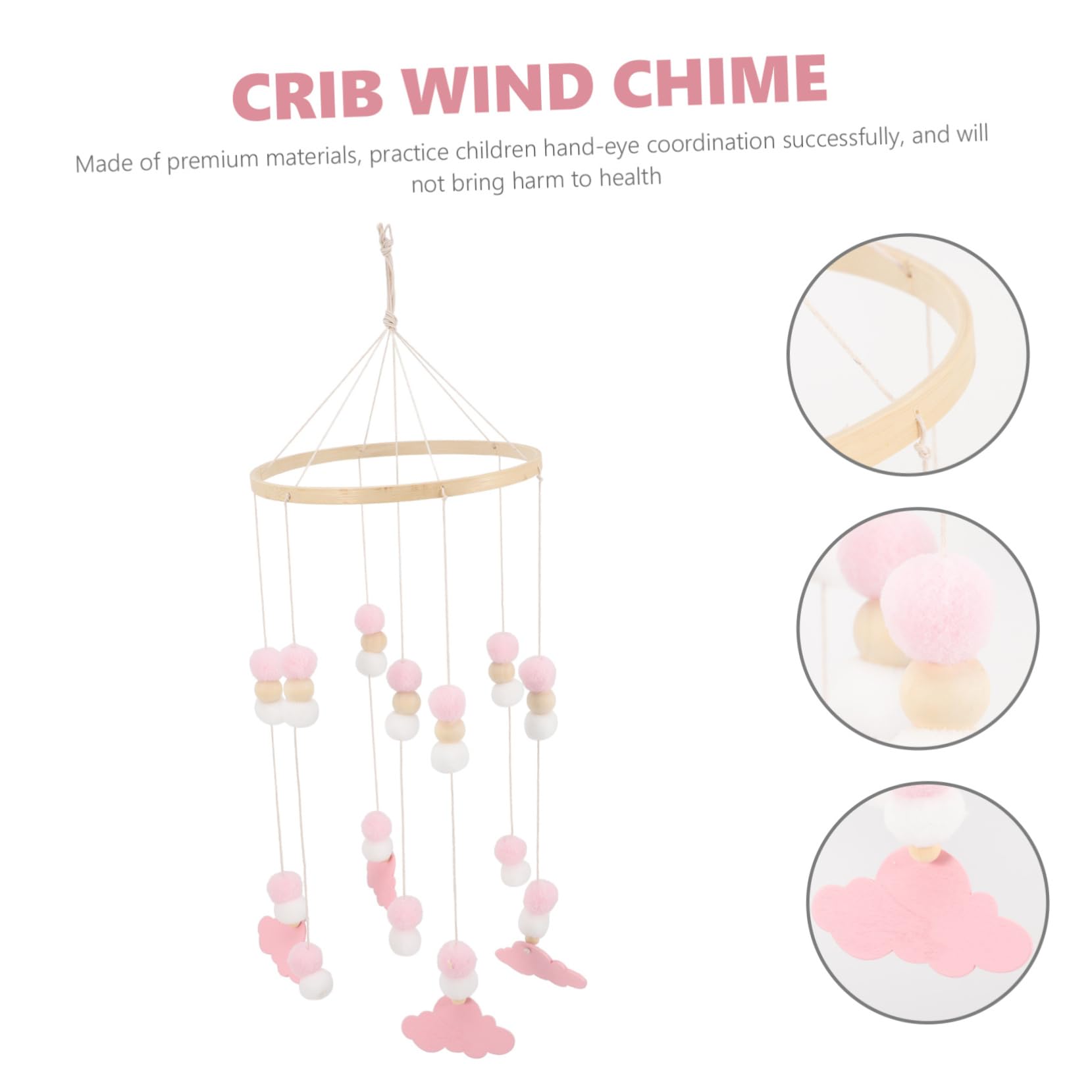 BESTonZON 4piezas Móvil De Con Adornos De Fieltro y Perlas De Madera Campanilla Para Habitación Infantil Decoración De y Cochecito Para Bebés Diseño De y Estrellas