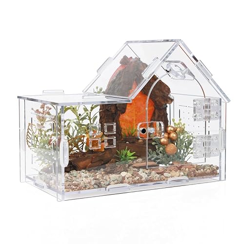Acrylic Jumping Spider Enclosure - Versatile Reptile Enclosure with One-Click Magnetic Closure, Perfect for Tarantula, Gecko, Chameleon, Beetle, Mantis, and Hermit Crab