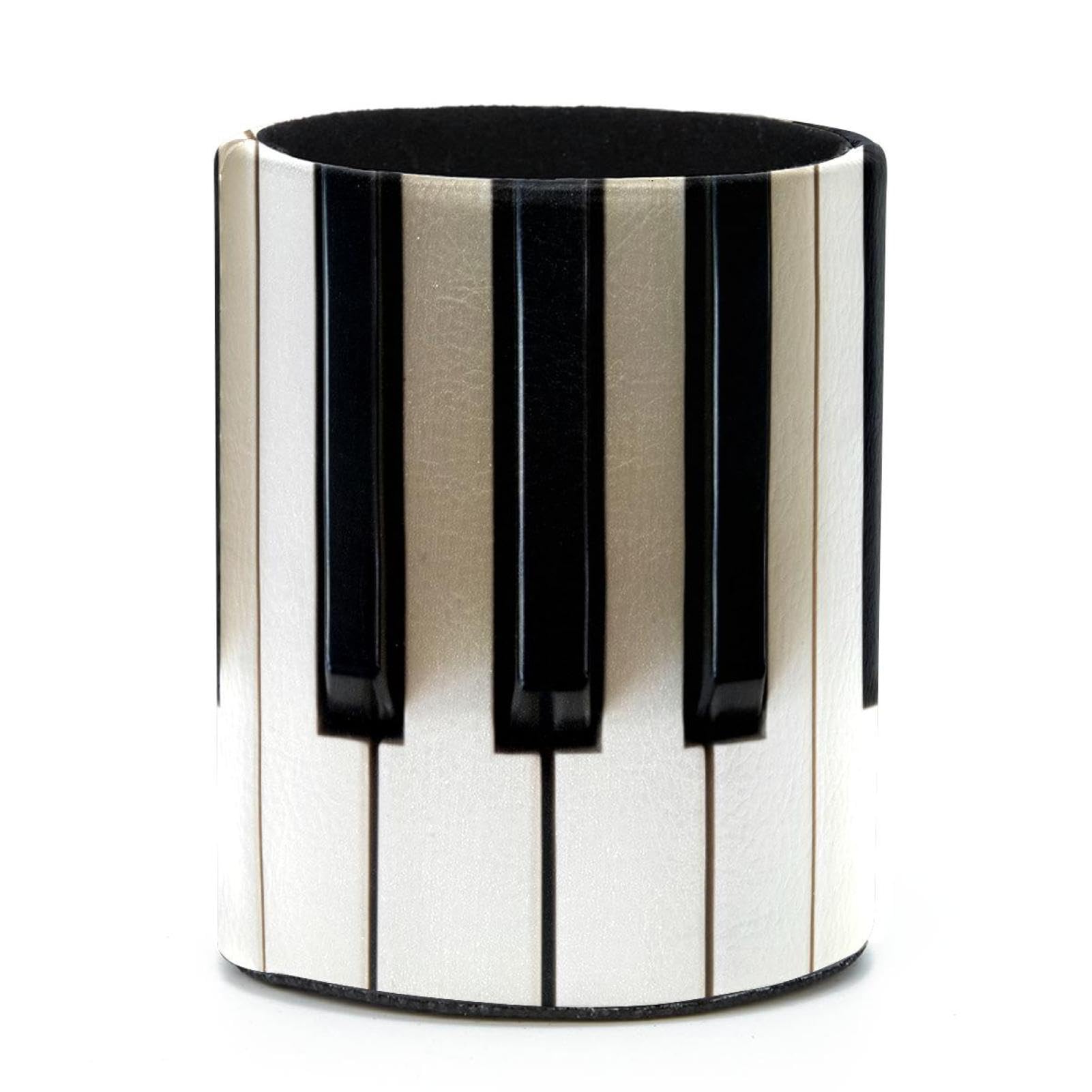 Portalápices, teclas de piano CADDY en blanco y negro - Cuero de PVC de alta calidad, cilindro compacto, organizador de escritorio multifuncional