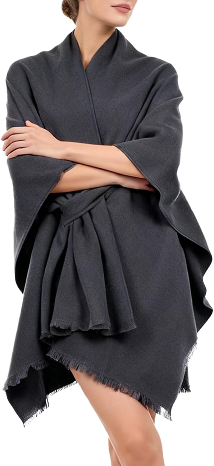 Ladies Wrap Scarf - Chic Knitted Cape for Cold Weather Outfits, Stylish Oversized Shawl with Comfortable Draping Material,