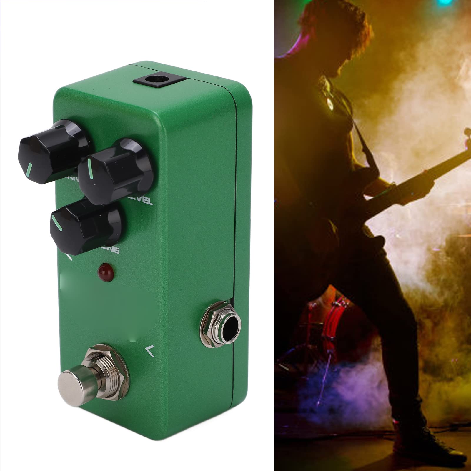 Pedale effetto chitarra Overdrive Mini singolo regolabile caldo tubo naturale Suono accessorio per strumenti musicali per chitarristi elettrici Guscio in metallo verde