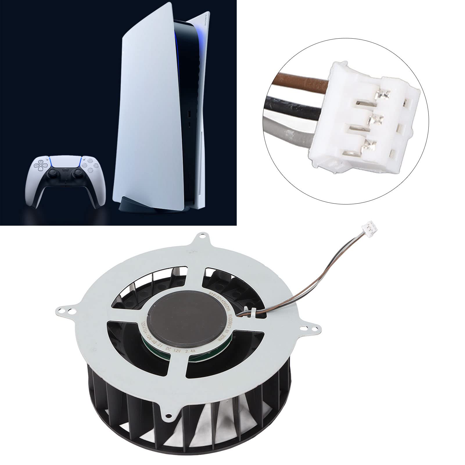 Ventilador de Refrigeración Interno de Repuesto para PS5, Ventilador de Refrigeración Silencioso de 23 Aspas de 3 Pines CC 12 V 2,4 A, Compatible con Ventiladores de la Serie Playstation 5