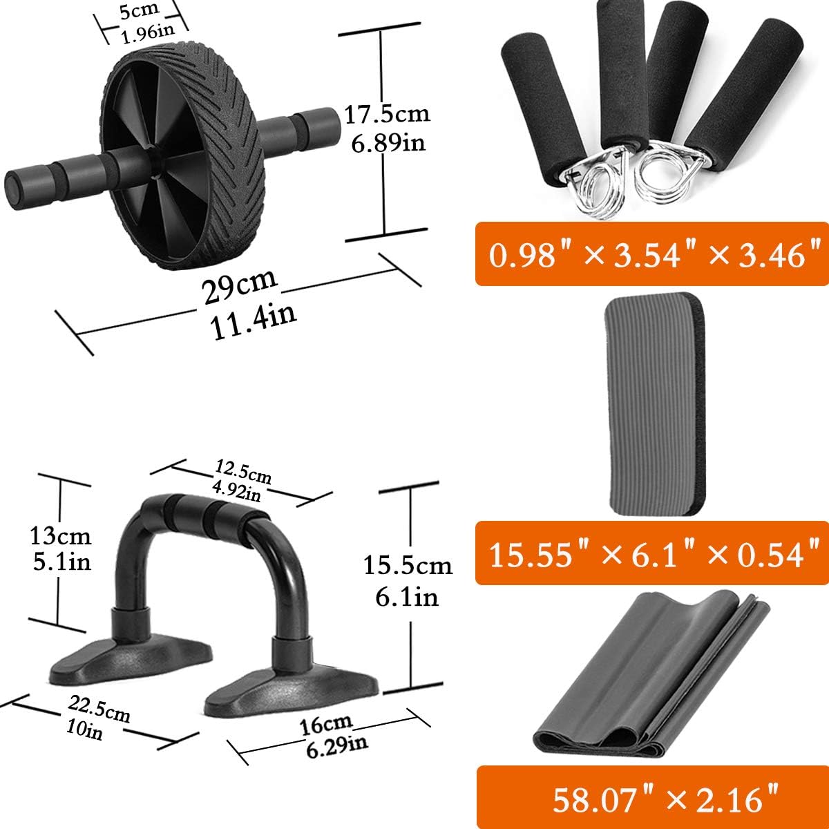 Outroad Ab Roller Wheel, 5 in 1 Ab Roller Kit with Push-UP Bar Knee Pad, Resistance Band,Handles Grips,Perfect Home Gym Workout Equipment for Men Women Abdominal Exercise