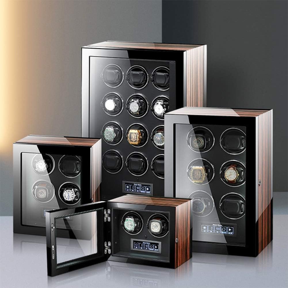 Watch Winder for Automatic Watches LCD Touch Screen Display with Remote Control Wood Shell Piano Finish Quiet Motor Watch Winder Box Best Gift