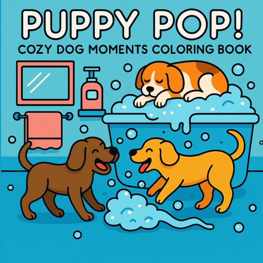 Puppy Pop! Dog Coloring Book: Cozy and Fun Puppy Moments | Cute Dog Coloring Pages for Kids Ages 4-8