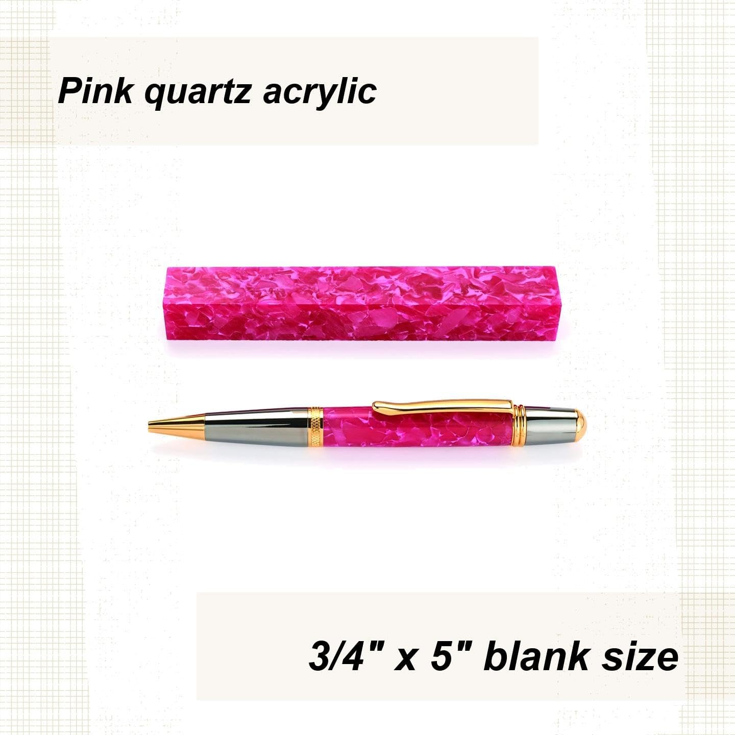 WOODRIVER Pink Quartz Acrylic Pen Blank