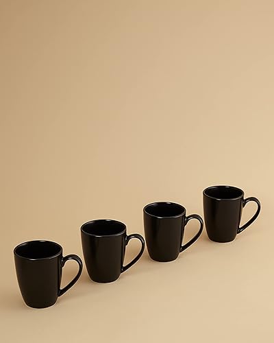 Miniatura 2 de Euro Ceramica Euro Essential Collection - Juego de vajilla de 16 piezas, servicio para 4, color negro mate sólido