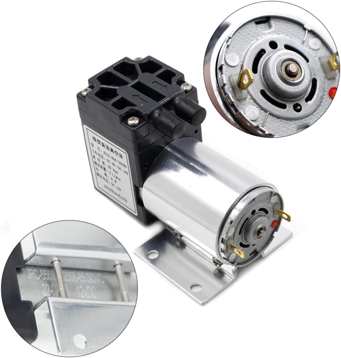 Cabilock 12v Mini Vacuum Air Pump Electric Inflator with Low Noise Flow Rate for Vacuum Sealing Air Sampling and Industrial Use