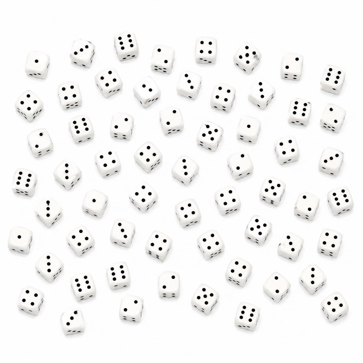 Komonee 10 x White D6 Dice 16mm High-Contrast Black Dots - Square Corner Acrylic Six-Sided Dice for Board Games, Tabletop RPG, War Gaming, Maths Education, Classroom & Casino Game Replacements