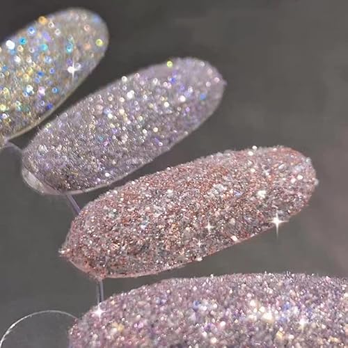 6 Colors Holographic Diamond Nail Powder,Sparkling Crystal Nail Sequins Extra Fine Glitter Dust Laser Effect Bright Shining Flakes For Acrylic Nails Polish Nail Art Diy Decoration (B) #TOP4