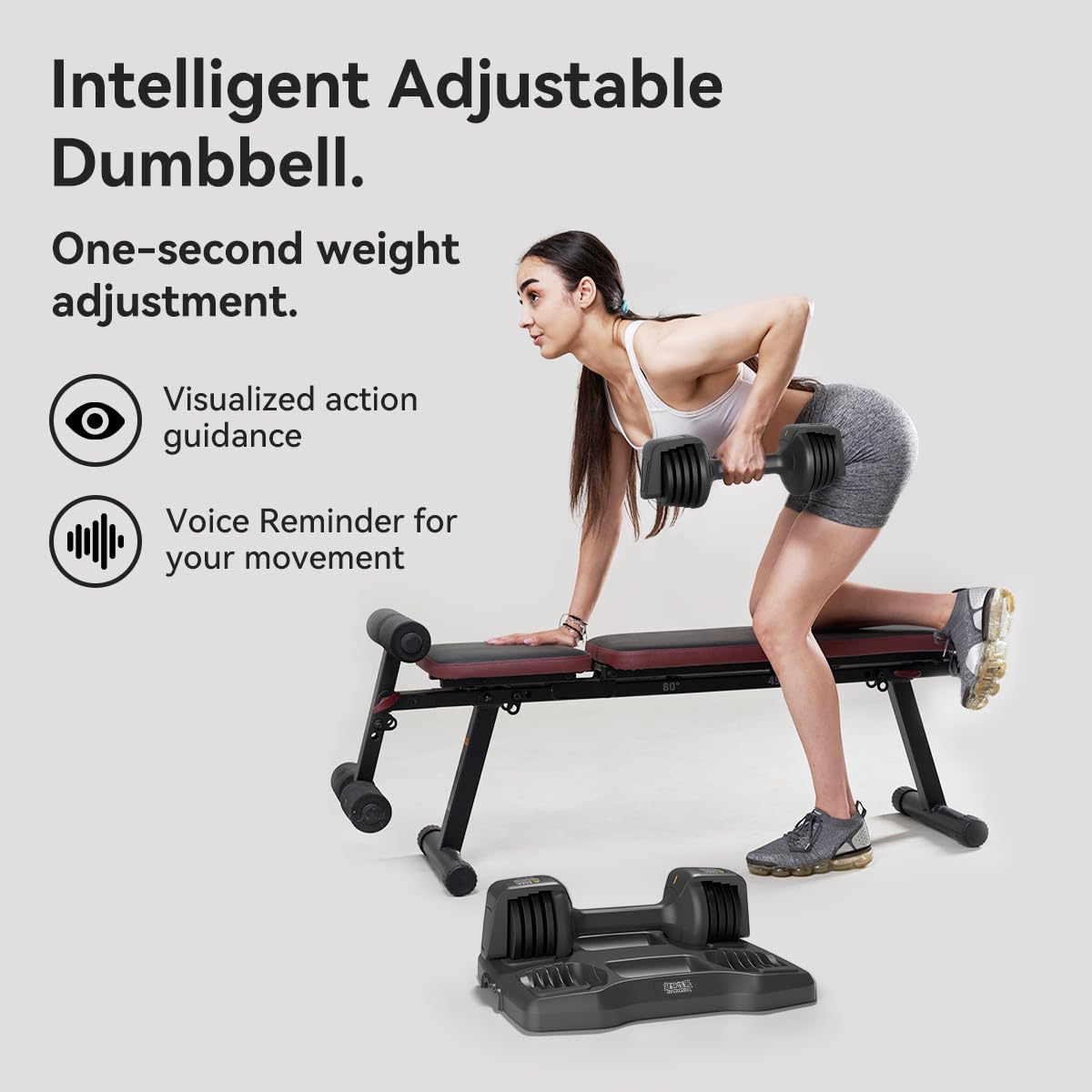 Smart Dumbbells Adjustable Weights with Speaking Display - Like Having a Virtual Fitness Coach Inside - Perfect For Home Fitness Enthusiasts, For Ladies, Women - Total 25 lbs Weight Set