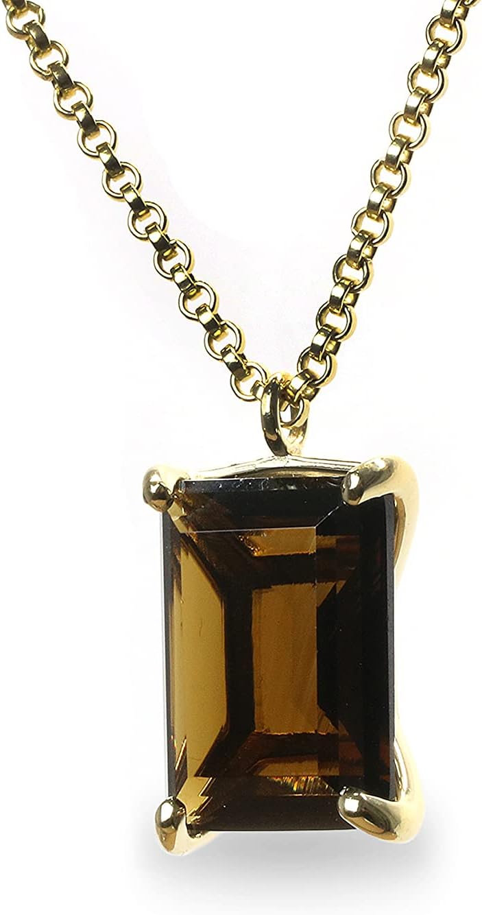 Rectangle Smoky Quartz Necklace - Stylish 14k Gold Statement Necklace for Fashion, Parties, Special Occasion, Wedding, Anniversary for Her - Handmade Jewelry with Fancy Box
