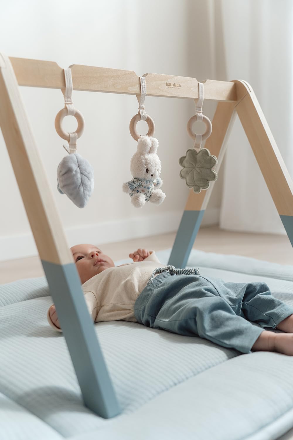nijntje miffy x Little Dutch Holz Baby Gym Spieltrapez Spielbogen Holz inkl. Anhänger Hase Miffy blau - Lucky Leaves