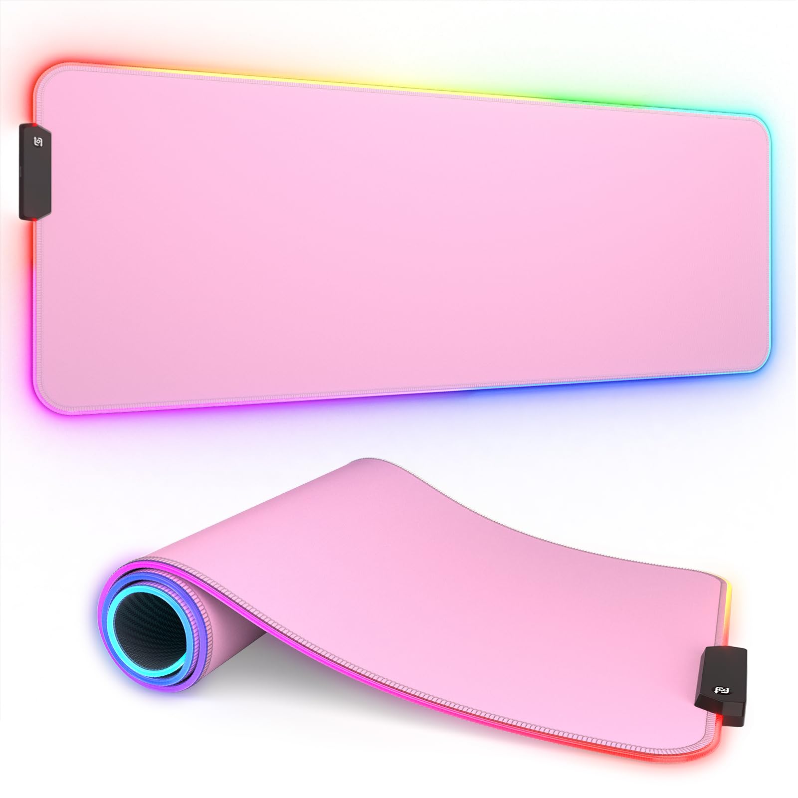 ITNRSIIET RGB Gaming Mouse Pad, Full Desk XL Extended Large Gaming Mousepad, 12 Lighting Modes 30% Thicker Big LED Desk Mat for Gamers, 32 x 12 inches, Pink