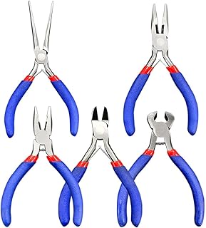 ORiTi 5 Pcs Mini Pliers Set, Multi-function Pliers Tool Set, Needle Nose Pliers, Long Nose Pliers, Linesman Pliers, Diagonal Pliers, End Cutting Pliers for Electronic Repair.