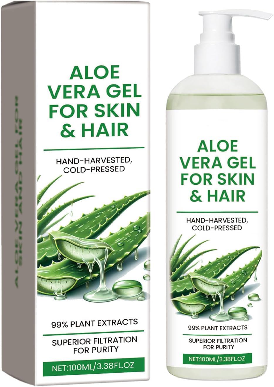 Azonee Aloe Vera Gel for Skin & Hair, Soothing Gel Moisturizer for Face and Body, Lightweight Non-Sticky Aloe Gel for Sunburn Relief and After Sun Care (100ml)