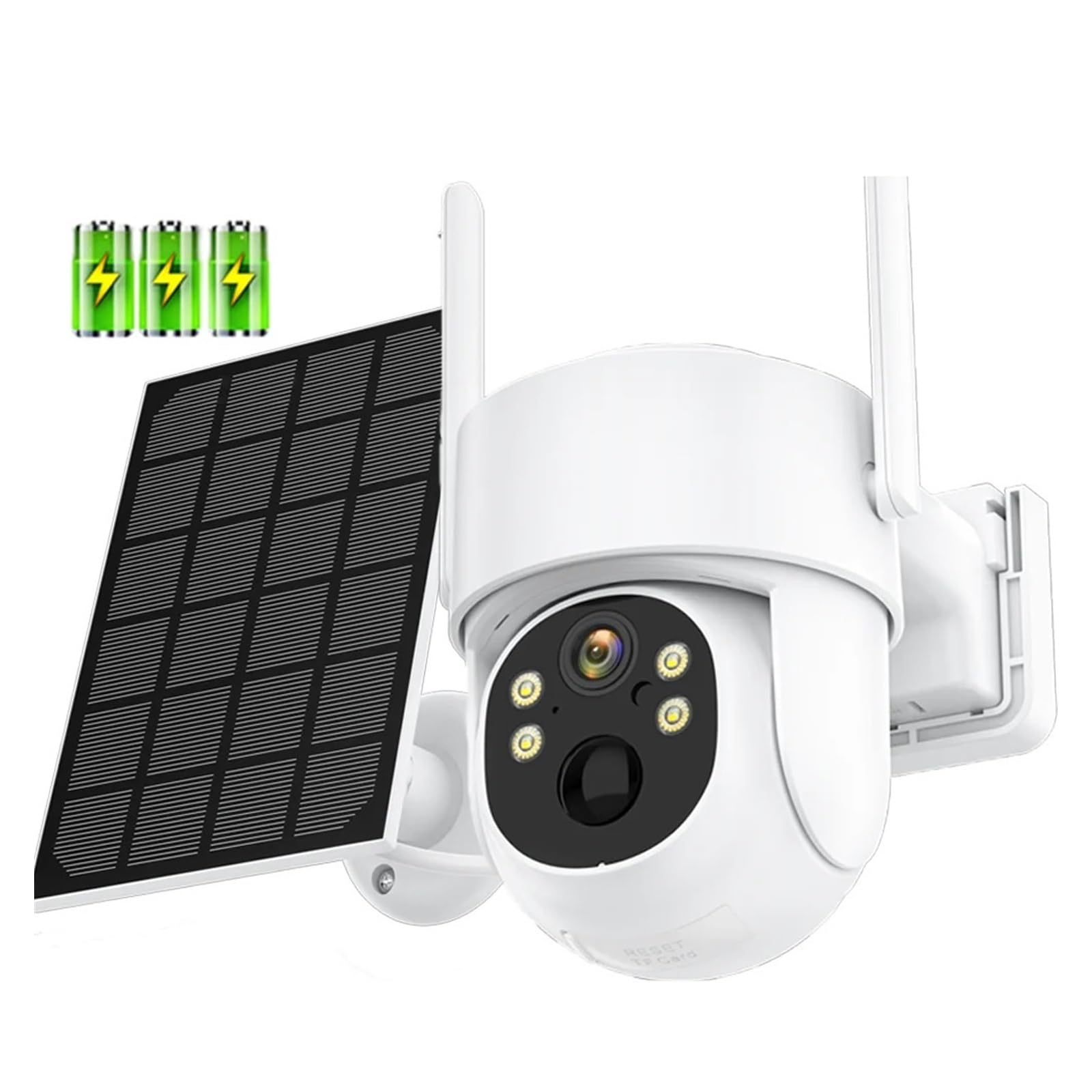 Telecamera di sicurezza, Telecamera IP 4G 2K 4MP HD Wireless solare integrata alimentata a batteria PTZ esterna PIR Rilevamento umano Cam di sicurezza audio(4K 8MP No SD Card)