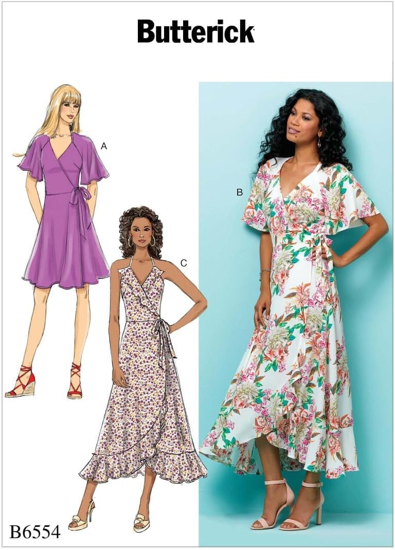 Butterick 6554 E5 Size 14-22 Misses' Wrap Dresses, Tissue, Multi-Colour, 17 x 0.5 x 22 cm