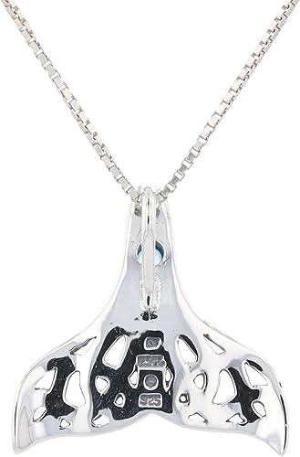 Miniatura 4 de Collar con colgante de nudo celta de cola de ballena de plata de ley, 18 pulgadas, topacio azul, Plata esterlina, Topacio