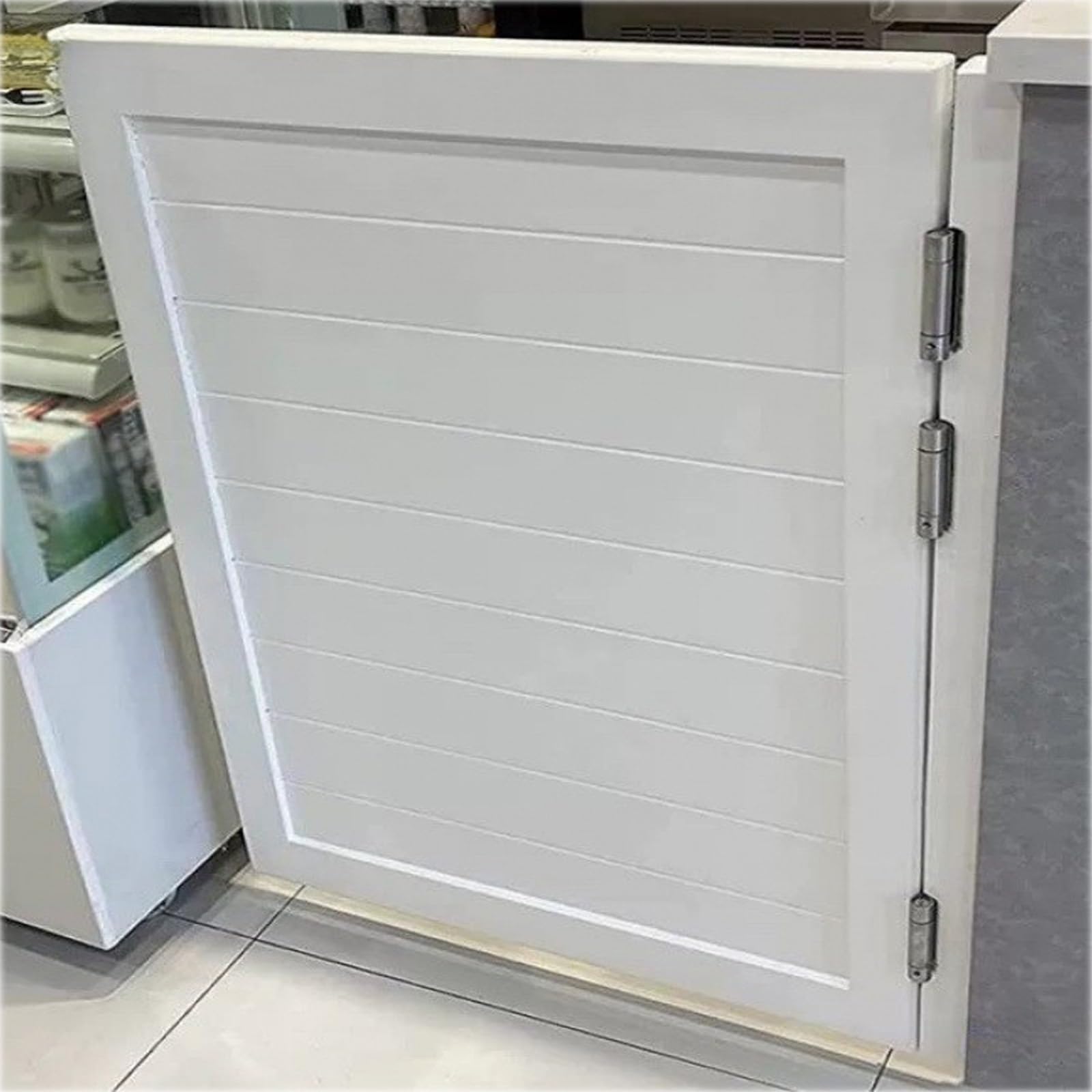 Swinging Cafe Doors, Single Half Doors, 34 36 39 inch Wide, Wood Swing Door, with Metal Hinges, Western Cowboy Saloon Door for Kitchen Shop Entrance Partition Pub(White,W76*H80cm)