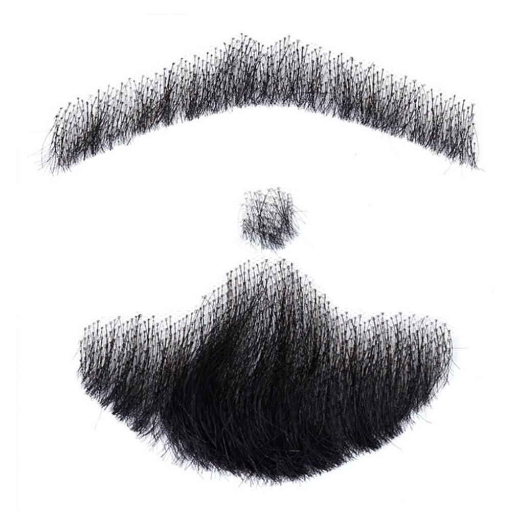 Bemonew Life Like Mustache Real Hair Men Beard Real Hair Moustache Beard Life Like Mustache Moustache for Man Makeup
