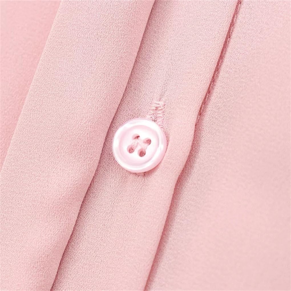 Women's Long Sleeved Collar Single Breasted Shirt with Bow Decoration