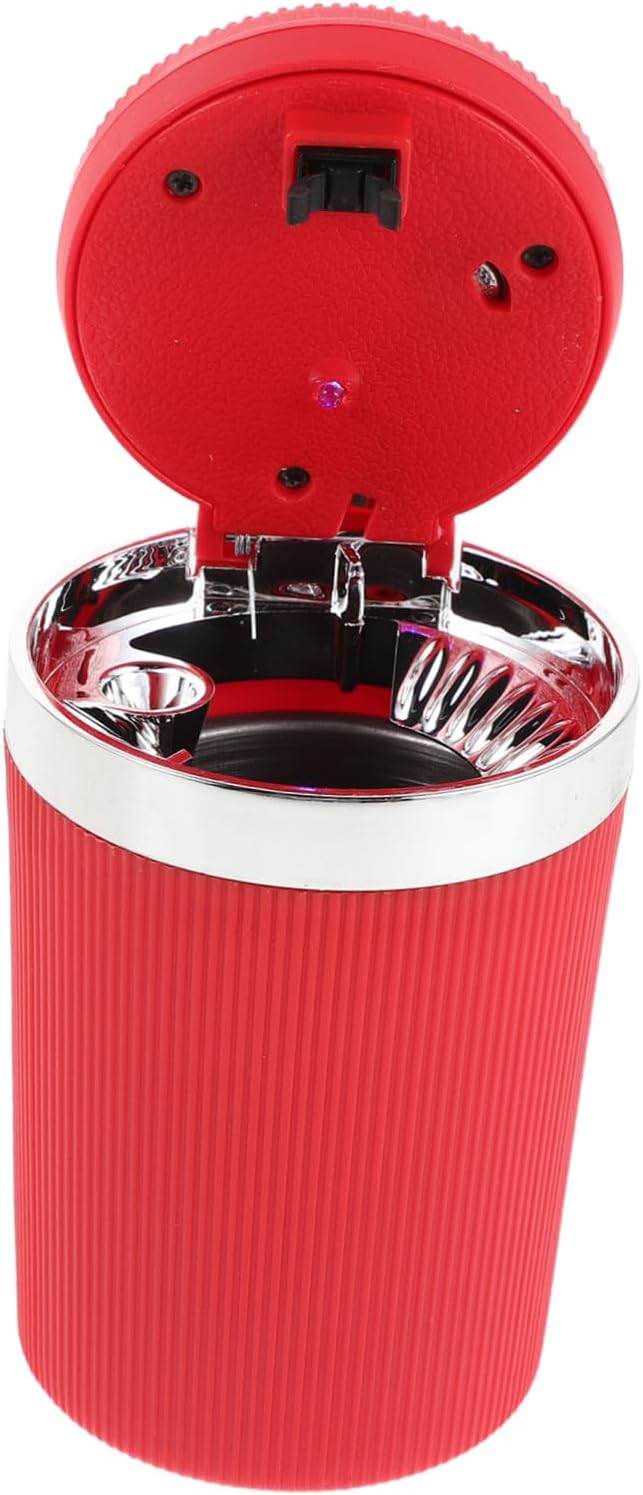 Gadpiparty Car Ashtray with Lid and LED Light Portable Windproof Automotive Cigarette Ashtray for Cars and Trucks Red Mini Travel Ash Tray for Smokers