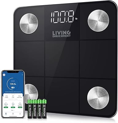 Bluetooth Scale for Body Weight, Living Enrichment Smart Body Fat Weight BMI Bathroom Scales for Body Weight and Fat, High...