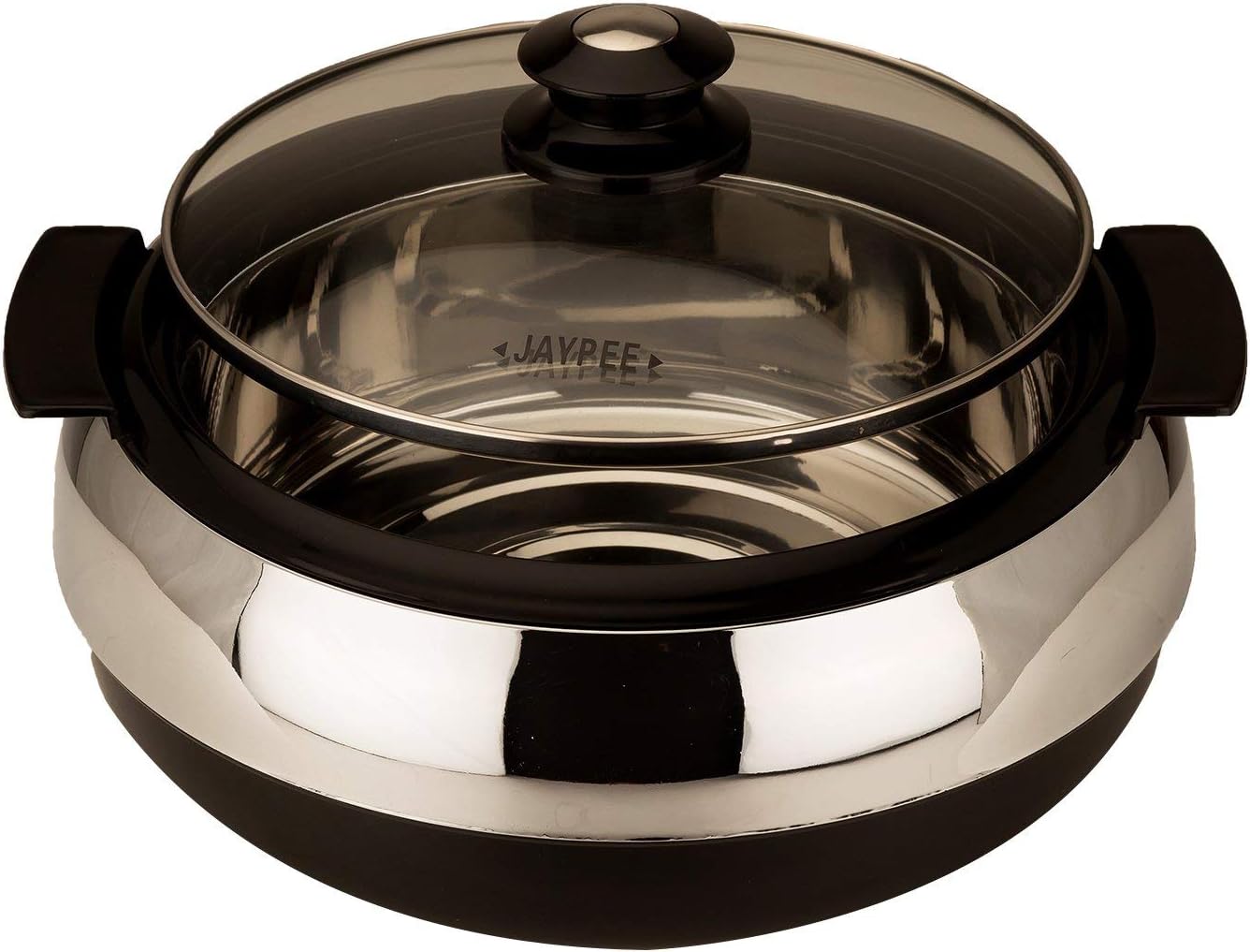 Casserole Serving Casserole Set of 3 Inner Stainless Steel GlassLid Hot Box |Roti Box| Easy to carry | Food Grade 800,1200,1700 ml (Black)