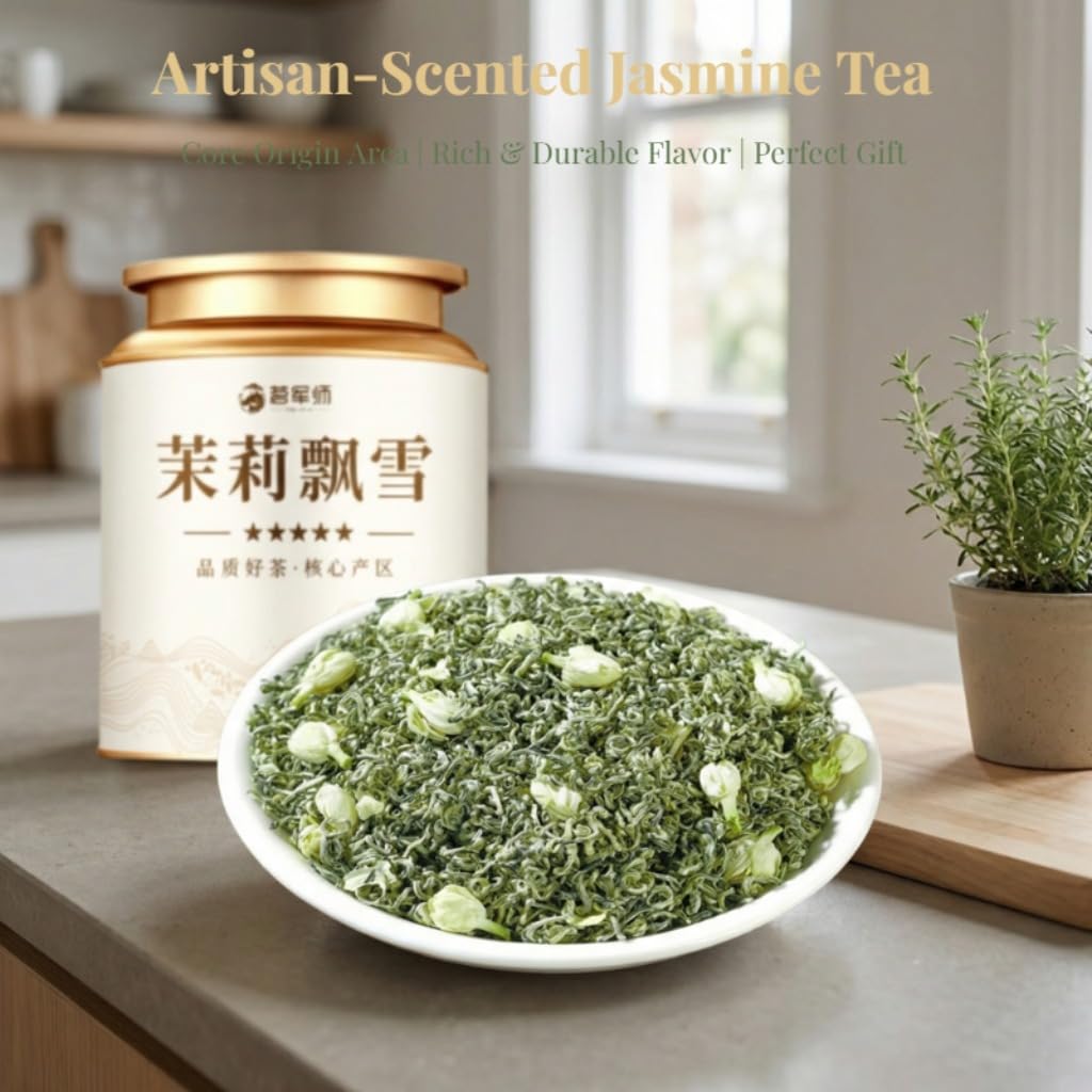 Tè Verde Jasmine Piaoxue 500g | Tè Verde in Foglie Sciolte Con Fiori Di Gelsomino 17,64oz | Ricco Aroma Floreale, Fragranza Piena | Ideale Per Il Consumo Quotidiano