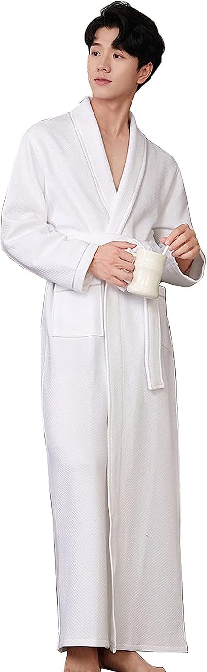 Batas de kimono de lujo para hombre, patrón de cuadrícula, algodón puro para  hombres, albornoz alargado,