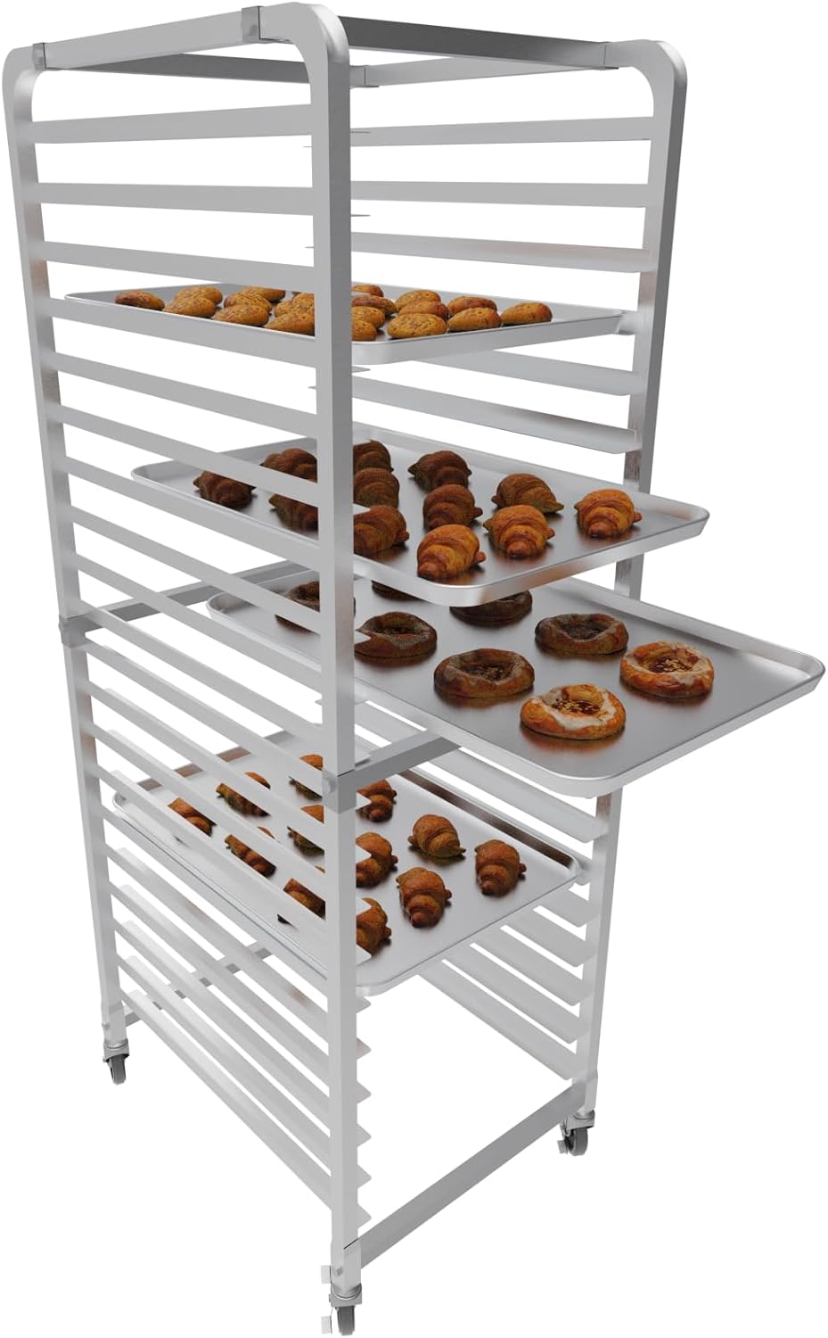 CURTA 20-Tier Heavy Duty Bun Pan Bakery Rack with 5" Wheels, NSF Certified, Heavy Duty, 26" D x 20" W x 69" H, Storage for Half & Full Sheets