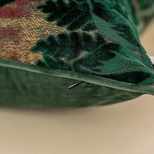Miniatura 6 de Funda de cojín de terciopelo con bordado de hojas verdes de 18 x 18 pulgadas, funda de cojín moderna de lujo para sofá, sala de estar, dormitorio,