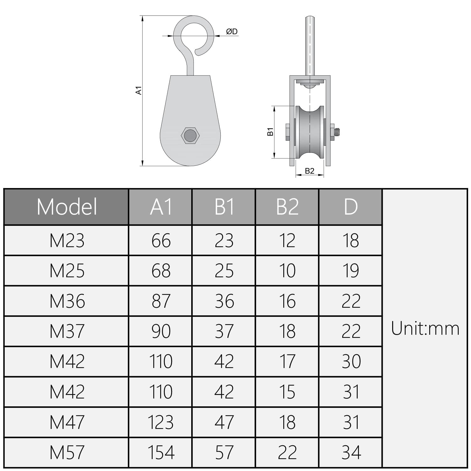 Lot De 2 Crochets Pivotants Avec Poulie Unique - Zinc Allié, Câble Fibre - Neuf