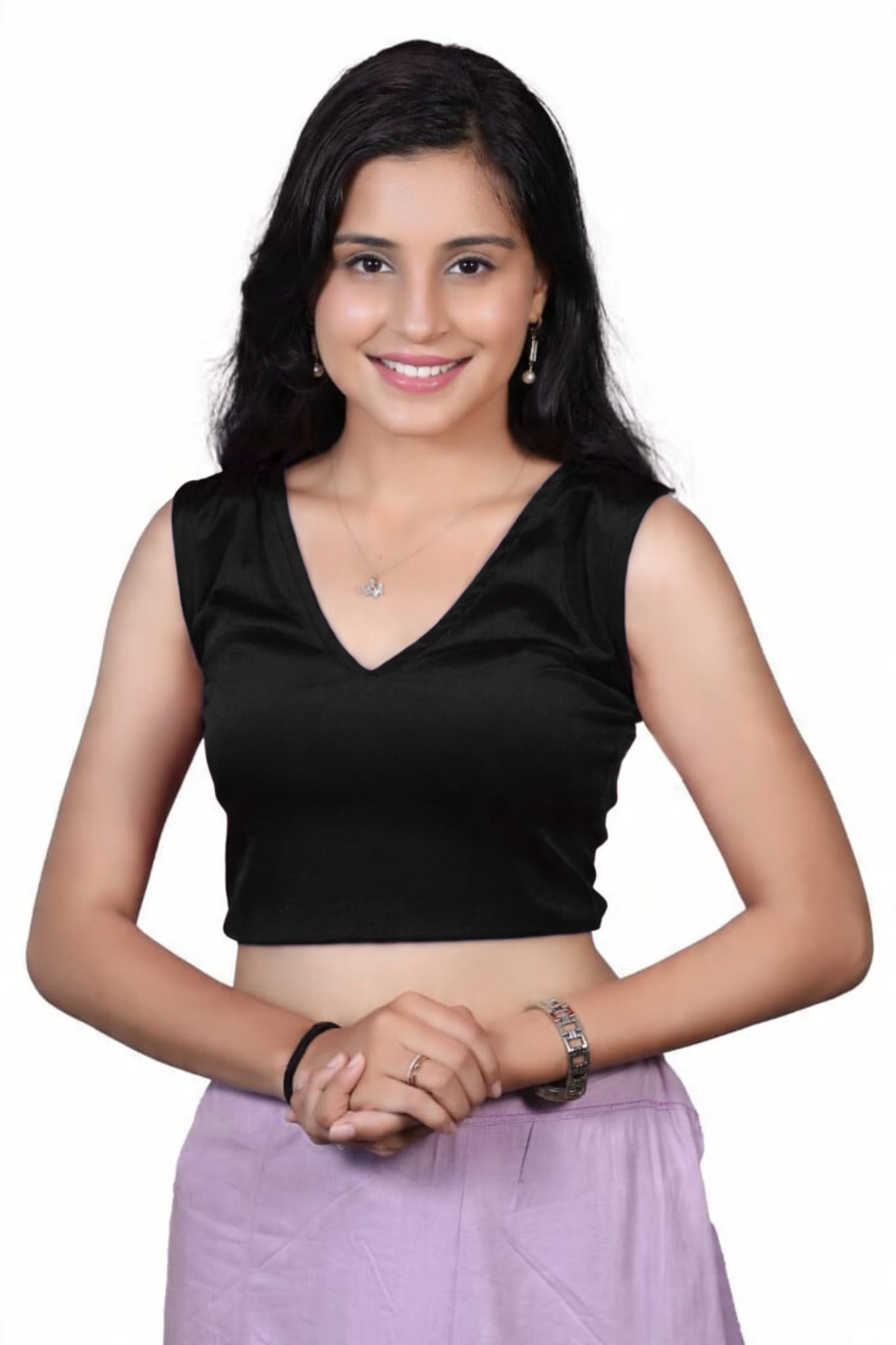 atibha fashion Readymade Stretchable Velvet Blouse for Women, Sleeveless, V Neck-picture-31