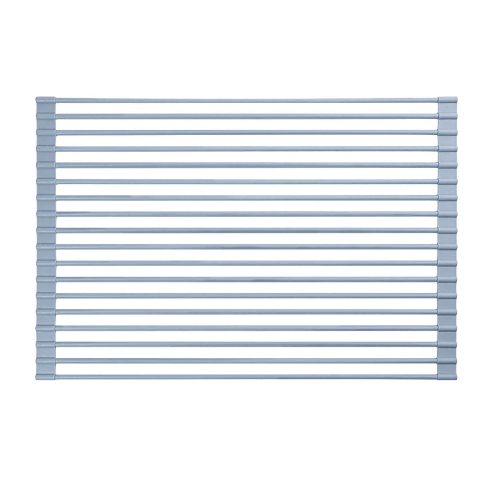DAMAI Rejilla para secar Platos sobre el Fregadero Enrollable de Acero Inoxidable Revestido de Silicona Rejilla para escurrir Platos de Cocina Plegable Multiusos