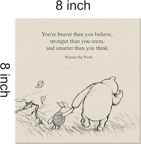 Miniatura 2 de Arte de pared clásico con cita de Winnie the Pooh, decoración retro, dichos positivos "Más valiente, más fuerte, más inteligente", pintura en