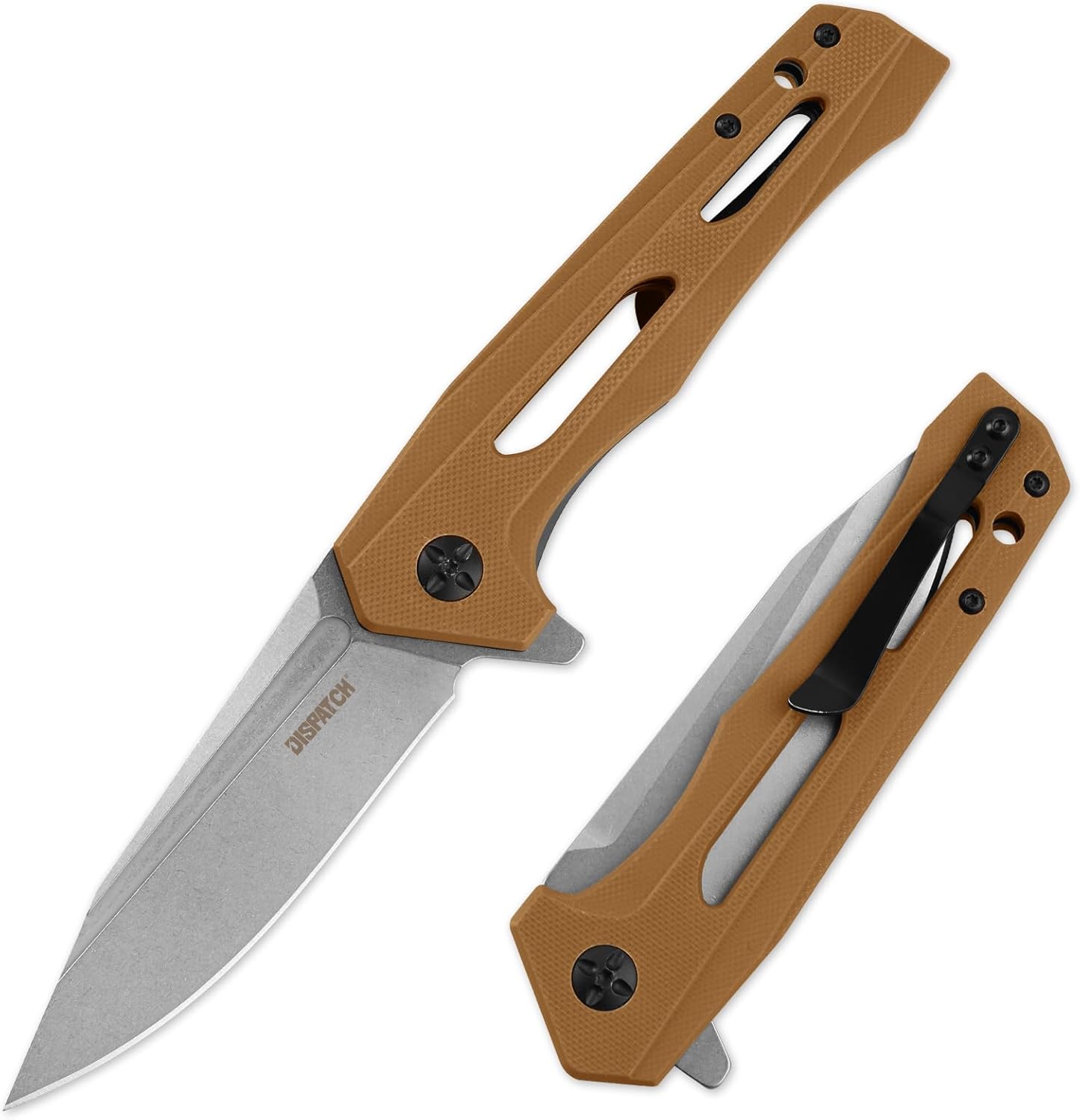 Dispatch Folding Pocket Knife with Clip, 3.58 Inch 8Cr13MoV Steel Clip Point Blade with G10 Handle, Tactical Pocket Knife for Men Outdoor Camping Hunting Hiking Survival Pocketknife