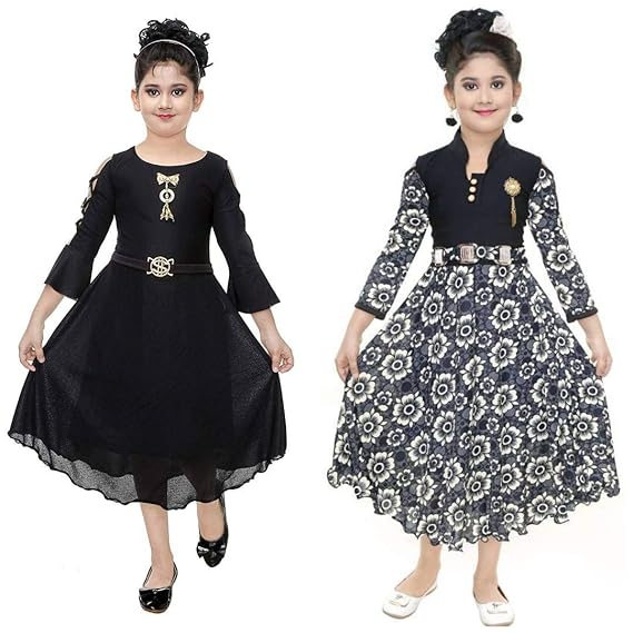 Digimart Girls Midi Dress Sbnbkgf001 34 Multicolored 9 10 Years Amazon In Clothing Accessories